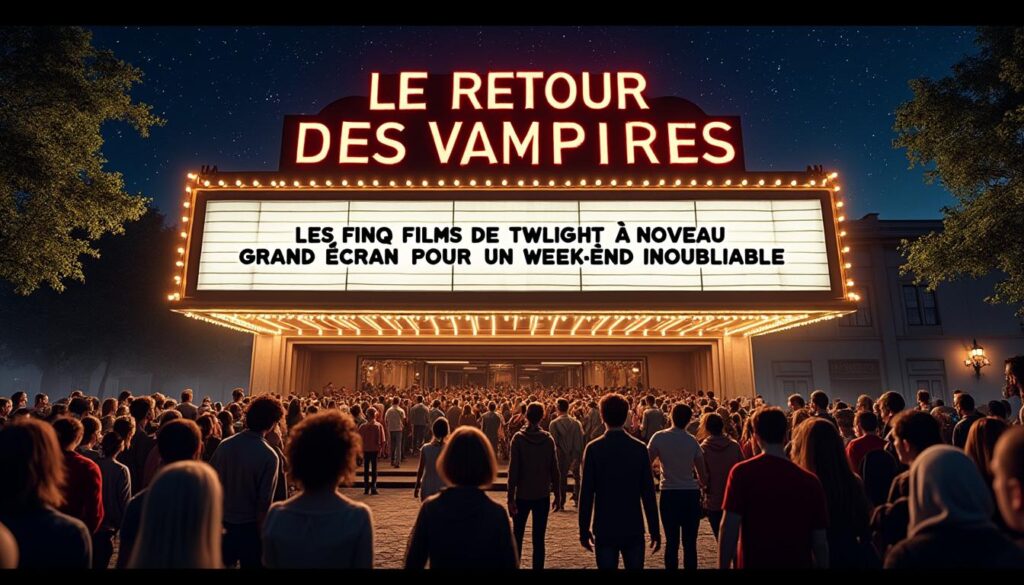 revivez la saga twilight lors d'un week-end exceptionnel au cinéma : les cinq films cultes réunis pour faire revivre la légende des vampires sur grand écran. un événement immanquable pour tous les fans !