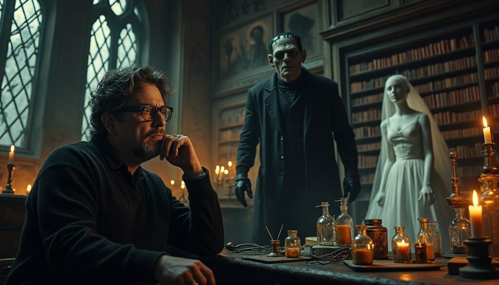 guillermo del toro compare l’adaptation du roman frankenstein de mary shelley à un 'mariage avec une veuve', révélant sa vision unique et ses défis face à ce chef-d'œuvre littéraire. découvrez ses confidences sur ce projet ambitieux.