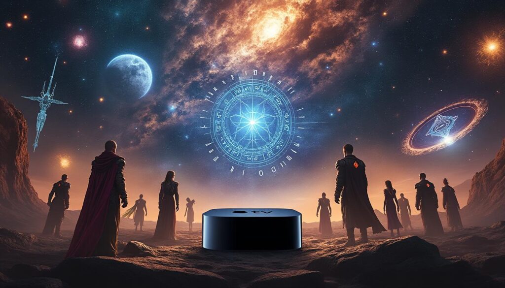 apple tv investit l'univers cosmere de brandon sanderson pour offrir des adaptations cinématographiques et télévisuelles ambitieuses, plongeant les fans dans des récits fantastiques captivants.