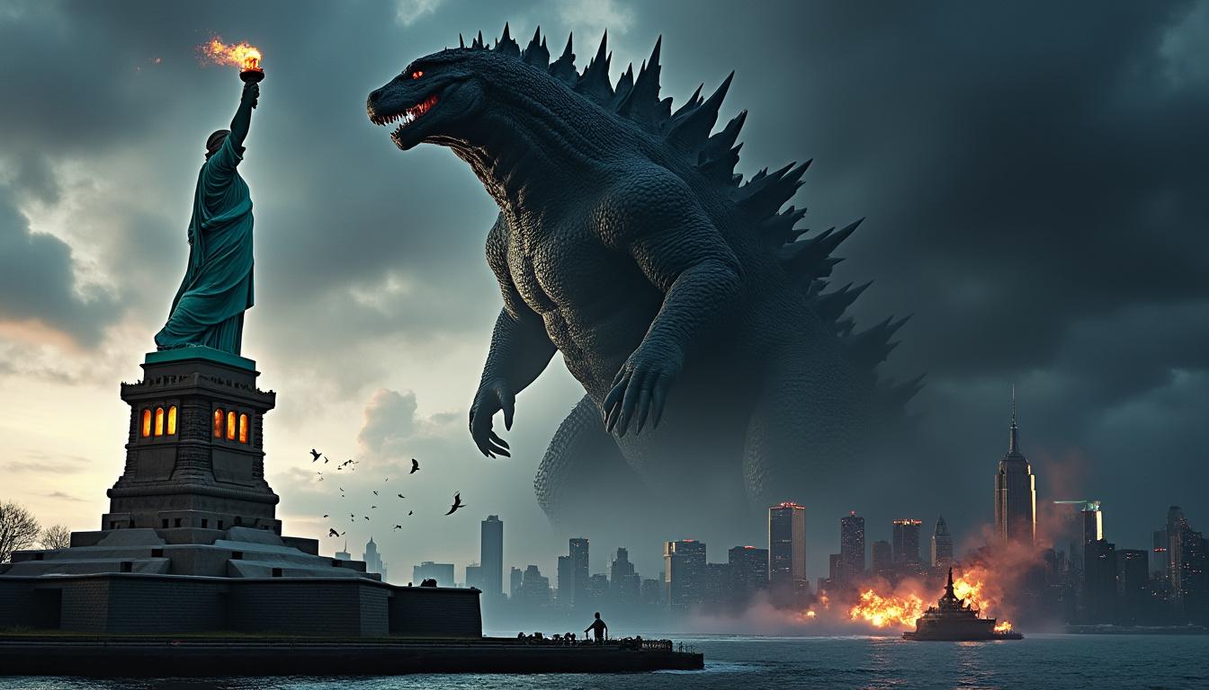 godzilla minus zero decouvrez la premiere bande annonce ou la statue de la liberte est menacee 1 découvrez la première bande-annonce de godzilla minus zero, où la statue de la liberté fait face à une menace terrifiante. plongez dans l'action et le suspense de ce nouvel épisode incontournable.